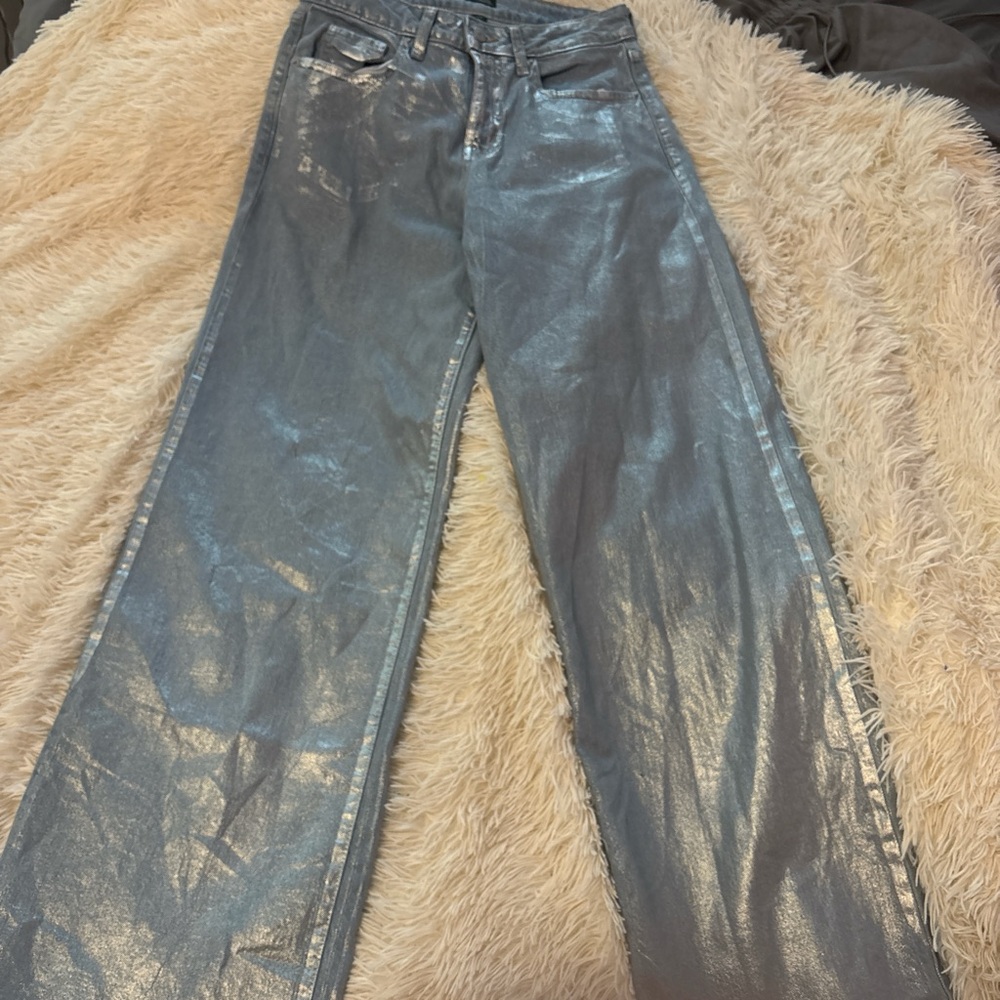 Metallic Silver Women's Jeans